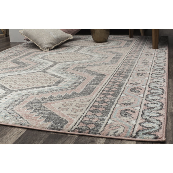 Bungalow Rose Keyes Performance Gray/Pink Rug Wayfair